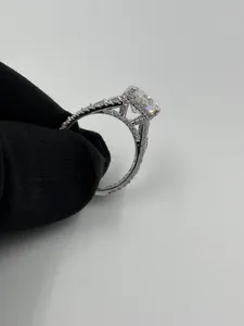 Luxury Moissanite Engagement <b>Ring</b> <b>925</b> Sterling <b>Silver</b> White Gold Plated Oval Cut Bridal <b>Ring</b> for Women - Product Image 5