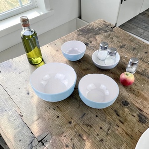 Bols en mélamine bleus et blancs de luxe, sans BPA, légers, compatibles lave-vaisselle, écologiques, design minimaliste, pour riz, soupe, fête, lot de 3 - Product Image 3