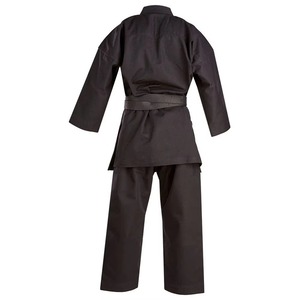 Uniforme de Karate Negro, 100% Algodón, Duradero, Unisex para Adultos, Ropa de Artes Marciales, Corte Holgado, Logotipo Frontal Personalizable, Teñido Liso - Product Image 3