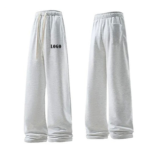 Custom Logo Men’s Sweatpants – Stripe <b>Stacked</b> Baggy Wide Leg Flare <b>Joggers</b>, Streetwear Wholesale - Product Image 2