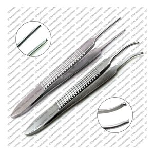 OR Grade 2 Pcs Micro Iris Forceps Set 2.5 Inch Kocher 0.5mm Straight & Curved Stainless Steel Ophthalmic Surgical Instruments CE - Product Image 1