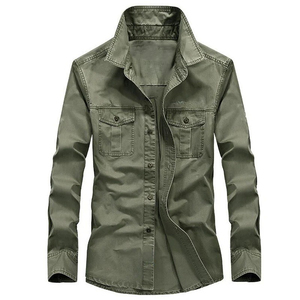Camisa de Mezclilla Azul Claro para Hombre, Manga Larga, Color Sólido, Cuello Camisero, Corte Holgado Informal, Botones en la Parte Delantera, Bolsillo, Transpirable - Product Image 4