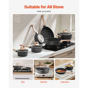 Set di Pentole e Padelle Antiaderenti in Granito da 17 Pezzi per Cucina e Camper, Ideale per Cucinare, Friggere e Preparare Salse e Ingredienti - Product Image 6