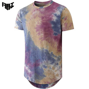Trendy Solid Color Tie Dye Men's Shirts Heavyweight 100% Cotton Blend And Crewneck Short Sleeve Casual Top Bulk Supply USA - Product Image 1