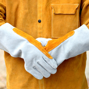 Guantes de Trabajo de Cuero Vacuno, Elásticos hasta la Muñeca, Lisos, para Uso en Exteriores en Invierno - Product Image 1