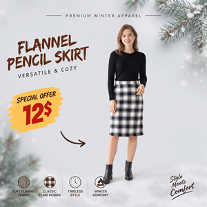 Flannel Knee Length <b>Skirt</b> Women Plaid Design Soft Winter <b>Skirt</b> Street Style Regular Waistline <b>Skirts</b> Women Long <b>Check</b> <b>Skirts</b> - Product Image 1