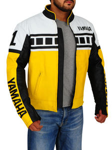 Blouson de moto réversible imperméable en peau de mouton cirée délavée noir et marron à col montant grande taille pour homme - Product Image 2
