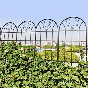 Set di 4 tralicci da giardino in metallo antiruggine neri da 220 cm x 50 cm per piante rampicanti, supporto per fiori da esterno - Product Image 5