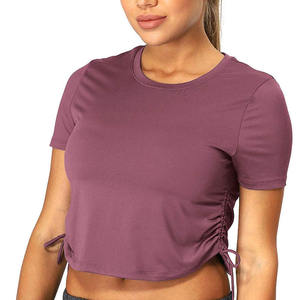 Camiseta corta de algodón para mujer, ligera, transpirable, informal, elegante, a la moda, para verano - Product Image 1