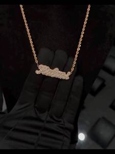 Collar con Letra Personalizada Estilo Hip Hop, Joyería con Incrustaciones de Diamantes, Colgante con Letra Cursiva, Plata 925, Colgante con Inicial - Product Image 3