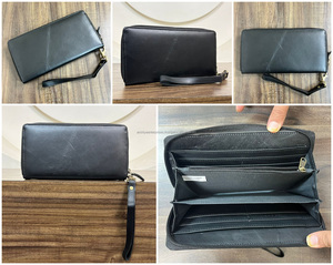 Factory Wholesale Luxury Fashion RFID Long <b>Card</b> Holder Genuine Leather Wristlet <b>Wallets</b> Minimalist Custom Zipper Clutch <b>Women's</b> - Product Image 3