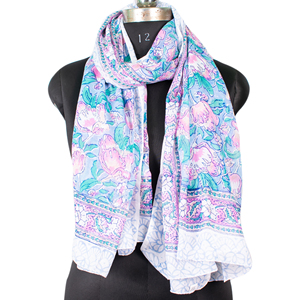 Multi-functional Boho Cotton Mulmul <b>Sarong</b> 100% Pure Long Scarf Sustainable Hand Block Print Beach Geometric Summer Neck Scarf - Product Image 6
