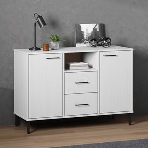 Credenza OSLO in legno massello con gambe in metallo bianco 44.5 "x 15.7" x 30.3" - Product Image 1