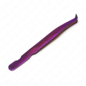 Deluxe Purple L Shape Russian Volume Eyelash Tweezers Stainless Steel Powder Coated Lash Extension <b>Tool</b> Wholesale - Product Image 5