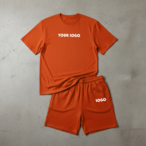 Wholesale Summer New Arrival Men's Casual 100% Cotton Breathable Custom Fashion Set Short Sleeve T-Shirt and Shorts - Product Image 6