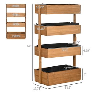 Jardinera Vertical de Madera de 4 Niveles con Drenaje Automático y Tela No Tejida para Flores, Verduras y Hierbas de Exterior - Product Image 5