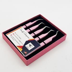 Pinzas profesionales para pestañas de acero inoxidable de alta calidad, nuevo diseño de agarre, punta fina duradera, longitud de 10mm para pestañas de volumen fácil - Product Image 2