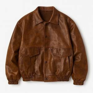 Veste en cuir pour homme au design personnalisé et tendance, col montant et logo sur le devant, fabriquée au Pakistan, veste d'hiver pour hommes et motards - Product Image 5