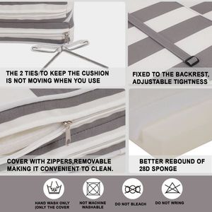 Set di 2 Cuscini Grigio/Bianco per Sdraio da Esterno, Ricambio per Mobili da Giardino, Cuscino Elegante per Chaise Longue da Patio - Product Image 3