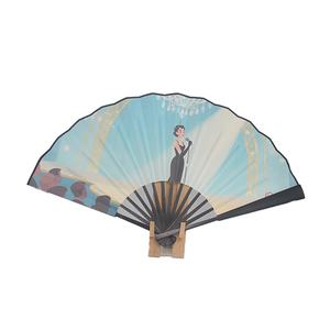 Éventail pliant artisanal <span class=keywords><strong>en</strong></span> bambou de 33 cm, peinture colorée, personnalisable pour les promotions de films et d'événements - Product Image 4