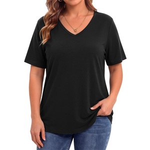 Classic Solid Color <b>Women's</b> V-Neck T-Shirt – Minimalist Fashion Breathable Eco-Friendly 100% Cotton Casual Everyday Comfort - Product Image 3