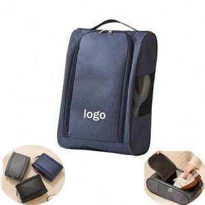 Sac à chaussures de voyage portable avec logo personnalisé, sac de rangement pour chaussures en maille respirante, fermeture éclair imperméable, organisateur de chaussures anti-poussière, respectueux de l'environnement - Product Image 2