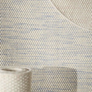 Alfombra Durrie Geométrica de Algodón Hecha a Mano, Tejido Plano Indio, Color Beige Natural y Azul, Moderna, para Sala de Estar o Dormitorio - Product Image 6