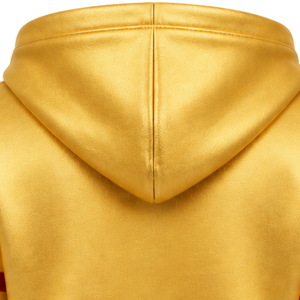 Sudadera con Capucha PDK 1923 para Mujer, Color Amarillo Dorado y Rojo, con Rayas Universitarias, Letras en Bloque, Manga Larga - Product Image 6