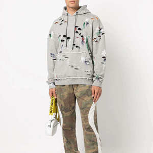 Sudadera con capucha para hombre, personalizada, de peso pesado, estilo vintage, con cremallera, lavado ácido, desgastada, de corte holgado y corto, de forro polar - Product Image 5