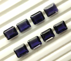 Lote al por mayor de gemas sueltas de iolita natural de primera calidad, 7x5mm, talla octogonal facetada, iolita azul violeta calibrada con corte esmeralda AAA - Product Image 5