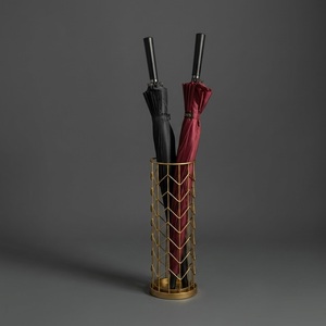 Modern Luxury <b>Gold</b> Metal Umbrella Stand For Entryway Iron Umbrella Holder With Drip Tray For Home Office & Hotel Lobby Decor - Product Image 1