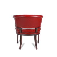 Fauteuil en cuir moderne très demandé, rouge, rembourré, design à assise basse, structure en bois massif Akasi, hauteur réglable, mobilier de maison