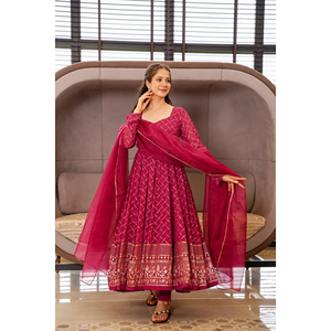Vestido Anarkali de diseñador con Pent y Dupatta para Fiestas-Elegante vestido de noche - Product Image 2
