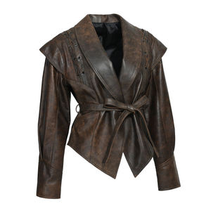 Wholesale Genuine <b>Leather</b> <b>Jacket</b> Goatskin <b>Jacket</b> Regular Fit <b>Jacket</b> Custom Logo Factory Price Export - Product Image 4
