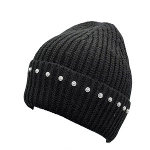 High Quality Winter Unisex Solid Color Knitted Beanie <b>Cap</b> Customized Design With Rhinestone Decoration Acrylic Beanie <b>Caps</b> - Product Image 4