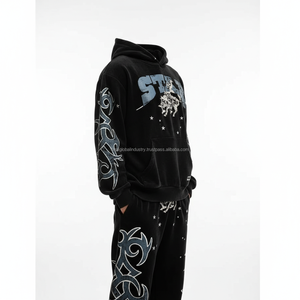 Chándal Urbano para Hombre, Lavado Ácido, Desgastado, con Pedrería, Personalizado, OEM, Venta al Por Mayor - Product Image 5