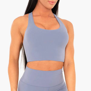 Conjunto de Yoga para Mujer, Top Corto Deportivo, Leggings de Cintura Alta, Color Sólido, Ropa Deportiva sin Costuras, Transpirable, para Gimnasio, con Elasticidad en 4 Direcciones - Product Image 6