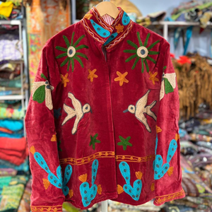 Chaqueta de algodón Suzani hecha a mano en India, chaqueta corta bordada a mano, abrigo unisex, chaqueta corta Suzani hecha a mano - Product Image 1