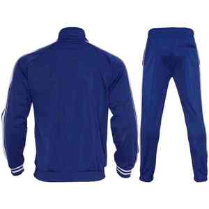 Survêtement bleu pour homme, manches longues, couleur unie, style sportif, respirant, polyester, vêtements décontractés d'hiver, coupe régulière, poches latérales, 2 en 1 - Product Image 1