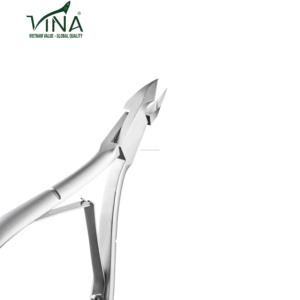 Pince à cuticules en acier inoxydable VNC-03 finition grise Poignée ergonomique droite à double ressort - Product Image 2
