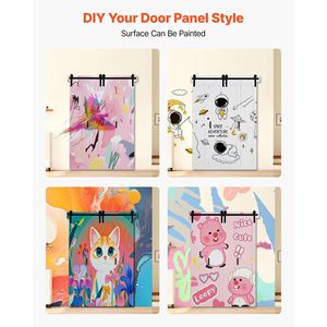 Porta Scorrevole a Soffietto in MDF da 48 x 84 Pollici, Design Salvaspazio a Telaio a H, Preassemblata con Kit Ferramenta Incluso - Product Image 6