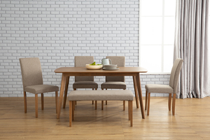 Premium KD Design <b>Walnut</b> Finish Wood Dining <b>Table</b> Solid Rubberwood Legs in 6 Seater Rectangle Occasional <b>Table</b> Made in Malaysia - Product Image 3