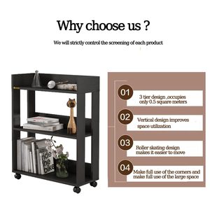 Giá sách mỏng nhỏ với bánh xe con lăn tự lắp ráp gỗ nhỏ kệ sách và Tủ sách cho Thư Viện gia đình - Product Image 3