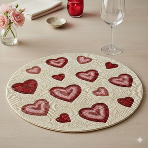 Durable <b>Beaded</b> <b>Placemats</b> Indian Style <b>Beaded</b> <b>Placemats</b> Handmade Round Mat for Dining Table Wedding Party Embroidered <b>Placemats</b> - Product Image 1