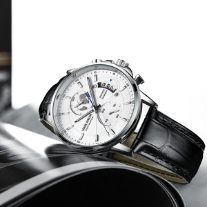LOUIE JUELEN 576 Men's Business Watch Waterproof Luminous Leather Stainless Steel Quartz Movement - Product Image 1