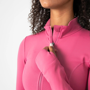 Women's Black Full Zip Yoga Jacket 2 Piece <b>Set</b> Contrast Stitch Zippers Seamless Active Stretch <b>Long</b> <b>Sleeve</b> Quick Dry Sport Top - Product Image 5