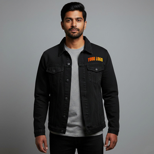 Veste en jean délavée vintage de haute qualité 100 % coton, coupe longue, décontractée, avec fermeture boutonnée, style hip-hop - Product Image 1