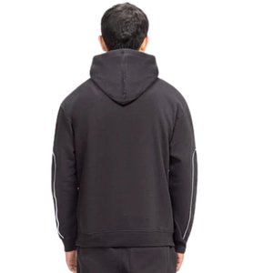 Sweat à capuche unisexe noir et gris, coupe ample, en mélange de coton et polaire, manches longues, décontracté, hiver, coupe classique, poches avant, séchage rapide - Product Image 4