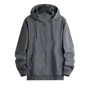 Unisex Black Hooded <b>Fleece</b> Jacket Breathable Polyester/Cotton <b>Zipper</b> Front Casual Sweatshirt Solid Color Regular Fit Winter Wear - Product Image 6