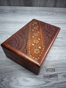 Handmade Wooden <b>Box</b> Rectangle Inlay Flower Design Tabletop Decoration Craft Gift - Product Image 6